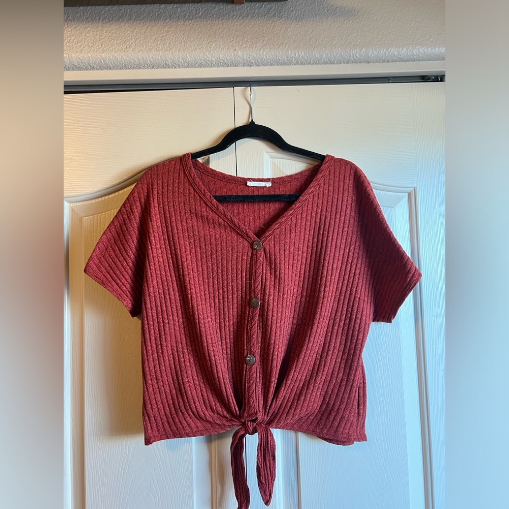 Pine Brand Button-Up Tie-Front Shirt - Size L